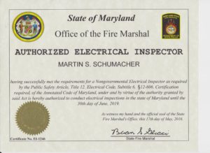 electrical inspector training and certification maryland